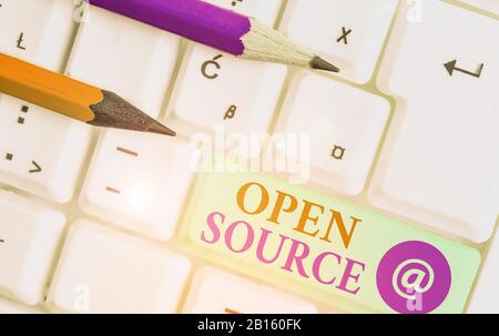 Text sign showing Open Source. Business photo showcasing denoting software which original source code is made free Stock Photo