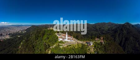 Aerial panoramic View of the Montserrat Mountain in Colombia Stock Photo