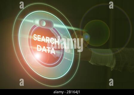 Handwriting text Search Data. Conceptual photo efficient retrieval of specific items from a set of items Stock Photo