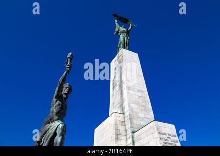 Liberty Statue on Gellert Hill, Budapest, Hungary Stock Photo