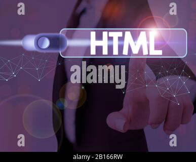Handwriting text Html. Conceptual photo the lingua franca for publishing hypertext on the World Wide Web Stock Photo