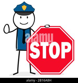 police officer with stop sign Stock Vector