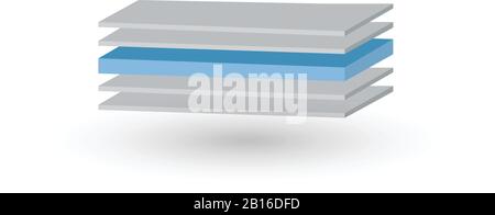 Five Layer structure illustration in 3D perspective. glass wood or textile layers. can be used for manuals, brochures, product description or Stock Vector