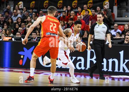 AJ. SLAUGHTER (6) of Poland and XAVIER RABASEDA (22) of Spain during the FIBA EUROBASKET 2021 QUALIFIERS in Zaragoza (Spain) 23/02/2020 (Photo: ALVARO SANCHEZ) Credit: CORDON PRESS/Alamy Live News Stock Photo