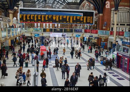 People on the concourse of London Liverpool Street railway station. Stock Photo