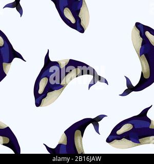 Seamless pattern with orca. Vector. Stock Vector
