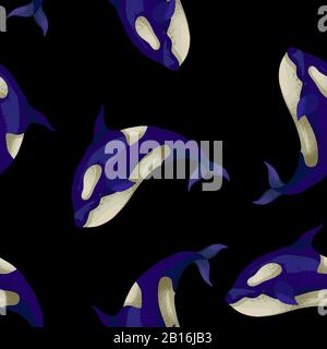 Seamless pattern with orca. Vector. Stock Vector