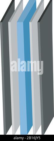 Five Layer structure illustration in 3D perspective. glass wood or textile layers. can be used for manuals, brochures, product description or Stock Vector