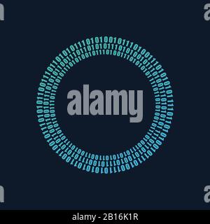 cyber security binary digital circles . vector illustration isolated on blue background. Stock Vector