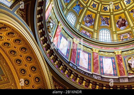 Interior dome of St. Stephen's Basilica, Budapest, Hungary Stock Photo