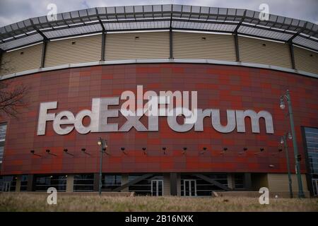 Memphis, Tennessee - January 27, 2020: FedExForum arena, home of the NBA Grizzlies and U of M Tigers NCAA basketball Stock Photo