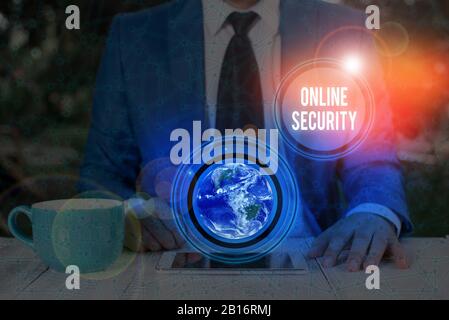 Handwriting text writing Online Security. Conceptual photo act of ensuring the security of transactions done online Elements of this image furnished b Stock Photo