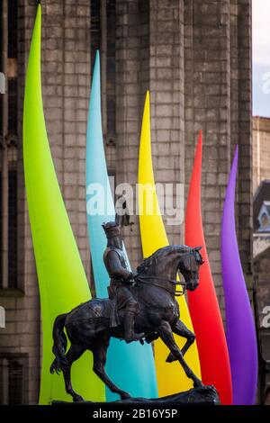 Pictured 'Creatures from the deep' outside Marischal college SPECTRA, Scotland’s Festival of Light, returns to Aberdeen for the f Stock Photo