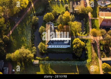 Aerial photograph, moated castle Dorenburg Castle, Lower Rhine open-air museum, Bruckhausen district, Grefrath, Lower Rhine, North Rhine-Westphalia, G Stock Photo