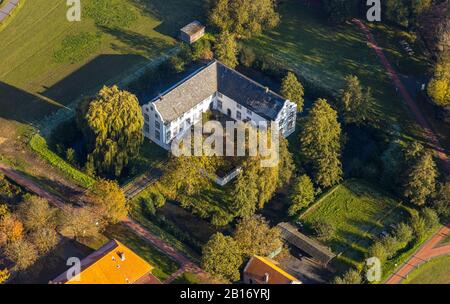 Aerial photograph, moated castle Dorenburg Castle, Lower Rhine open-air museum, Bruckhausen district, Grefrath, Lower Rhine, North Rhine-Westphalia, G Stock Photo