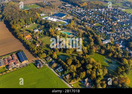 Aerial photograph, Lower Rhine Open Air Museum, Grefrather IceSport and EventPark, Bruckhausen district, Grefrath, Lower Rhine, North Rhine-Westphalia Stock Photo