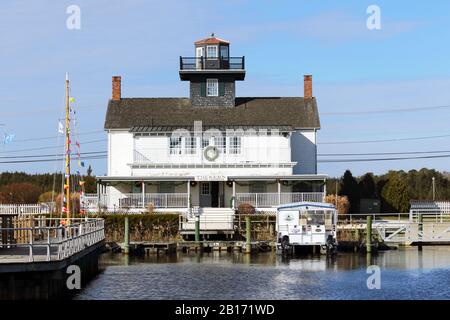 The Tuckerton Seaport and Baymen's Museum features a replica of the Tucker Island Lighthouse that was nearby. Tuckerton, New Jersey, USA Stock Photo