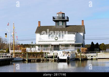 The Tuckerton Seaport and Baymen's Museum features a replica of the Tucker Island Lighthouse that was nearby. Tuckerton, New Jersey, USA Stock Photo