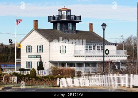 The Tuckerton Seaport and Baymen's Museum features a replica of the Tucker Island Lighthouse that was nearby. Tuckerton, New Jersey, USA Stock Photo