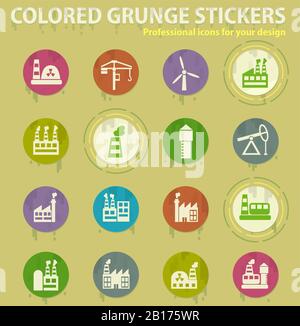 industrial building icon set Stock Vector