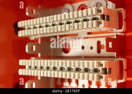 Terminal block buttons with numbers. Stock Photo