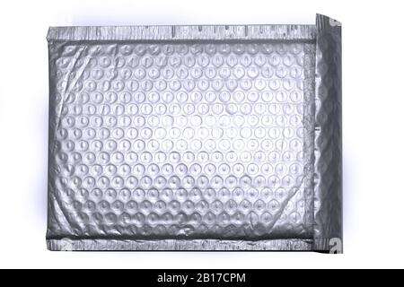 Plastic anti static protective bubble wrap envelope bag on white background Stock Photo