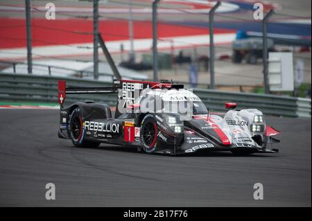 Austin, Texas, USA. 23rd Feb, 2020. Rebellion Racing Bruno Senna (Driver 1), Gustavo Menezes (Driver 2), and Norman Nato (Driver 3) with LMP1 #01 racing the Rebellion R13 Gibson at Lone Star Le Mans - 6 Hours of Circuit of The Americas in Austin, Texas. Mario Cantu/CSM/Alamy Live News Stock Photo