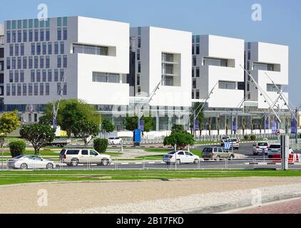 DOHA, QATAR -12 DEC 2019- View of the 2022 building, located in the Aspire Zone in Doha, Qatar, shaped with the 2022 numbers built for the FIFA World Stock Photo