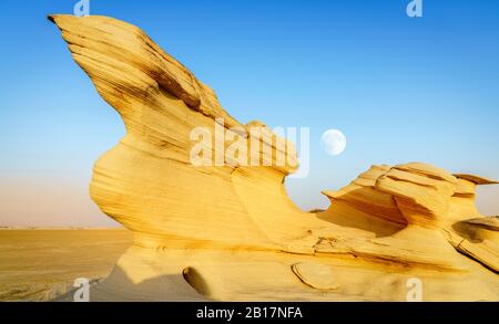 Sandstone formations in Abu Dhabi desert in United Arab Emirates Stock Photo