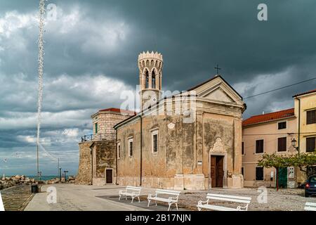 Piran, city view, church, horizon, Slovenia, Southern Slovenia Stock ...