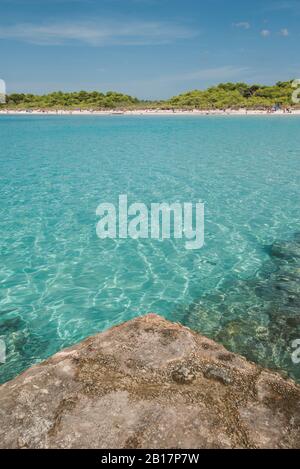 View of Son Saura beach, Menorca, Spain Stock Photo