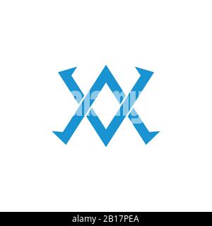 flat arrow linked overlapping logo vector Stock Vector