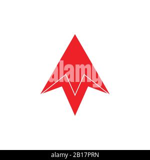 triangle arrows up space ship logo vector Stock Vector