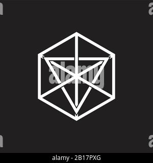 triangle hexagonal line linked decoration vector Stock Vector