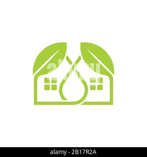 simple linked leaf home shape logo vector Stock Vector