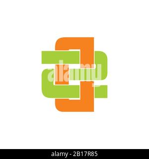 letter d2 simple overlapping colorful logo vector Stock Vector