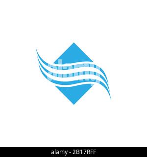 square stripes blue wave curves design logo vector Stock Vector