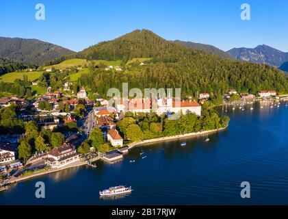 Germany, Bavaria, Tegernsee, Aerial view of Tegernsee Abbey Stock Photo
