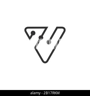 letter v triangle linked dots logo vector Stock Vector