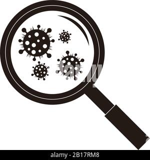 influenza virus searching scanner magnifier symbol flat design vector Stock Vector