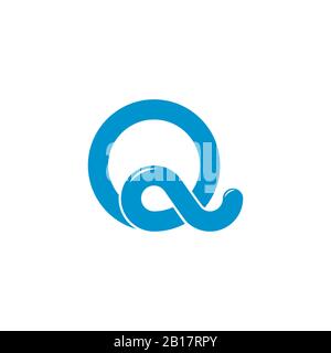 letter q blue water loop overlap curves logo vector Stock Vector