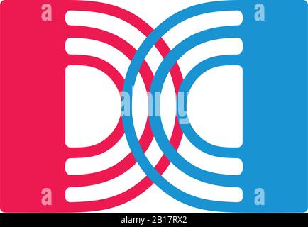 letter dd stripes linked colorful design vector Stock Vector