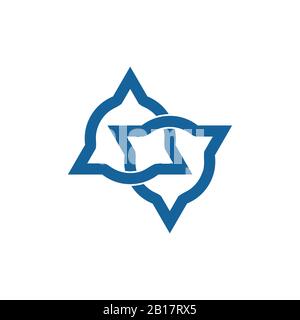 linked circle triangle object flat logo Stock Vector