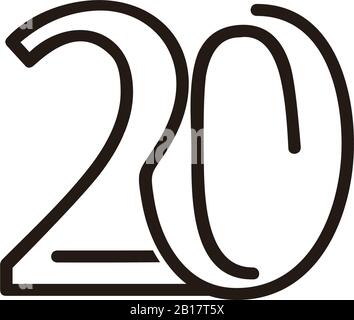 number 20 thin lines art linked design vector Stock Vector