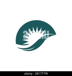 sun waves simple flat silhouette logo vector Stock Vector