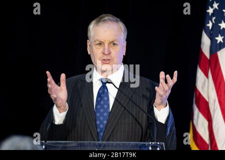 Washington, DC, USA. 21st Feb, 2020. February 21, 2020 - Kennett Square, PA, United States: Former Pennsylvania Governor MARK SCHWEIKER (R) addressing an event in Pennsylvania of the U.S. Global Leadership Coalition Credit: Michael Brochstein/ZUMA Wire/Alamy Live News Stock Photo