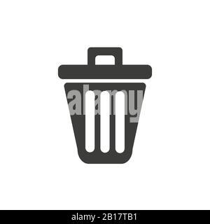 Trash can icon thin line for web and mobile, modern minimalistic flat design. Vector dark grey icon on light grey background. Stock Vector