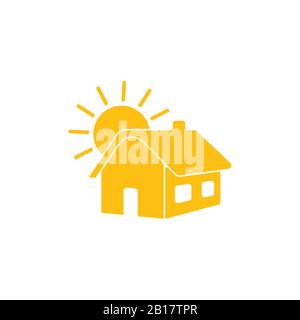 simple geometric sunrise home flat 3d design logo vector Stock Vector