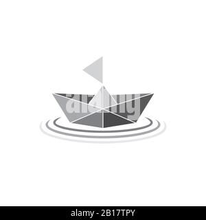 triangle mosaic paper ship boat symbol vector Stock Vector