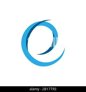 letter e simple blue waves simple logo Stock Vector